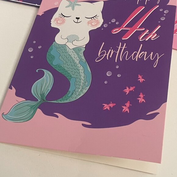 Cat Mermaid Birthday Card & Gift Wrap Set - Picture 7 of 10